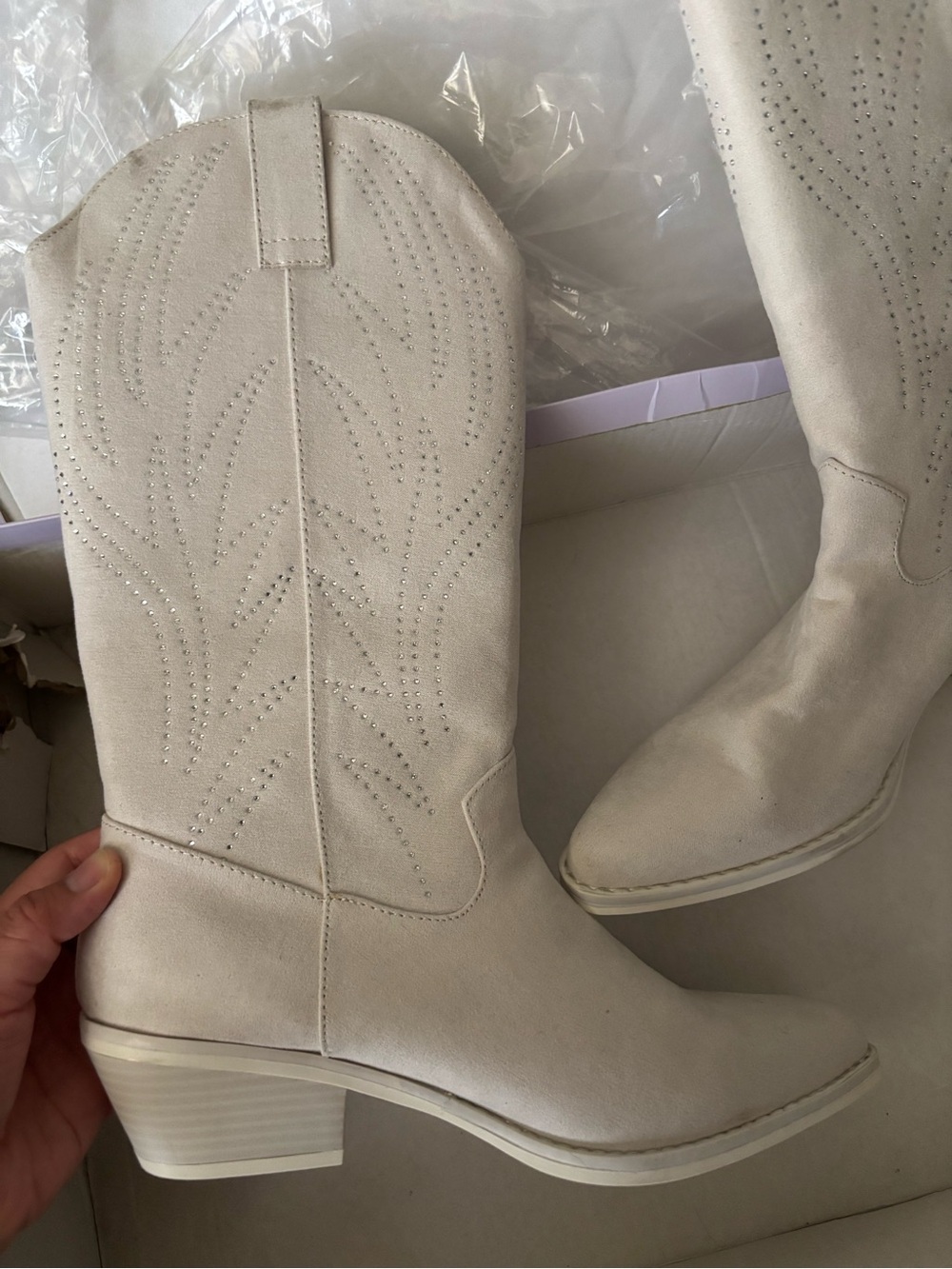 Madden girl Cream Western Mid-Calf Cowgirl boots